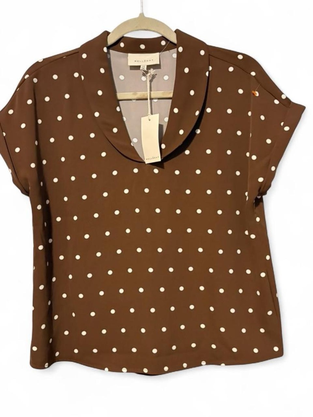 NWT polka dot relaxed fit Peter Pan collar cute top xs